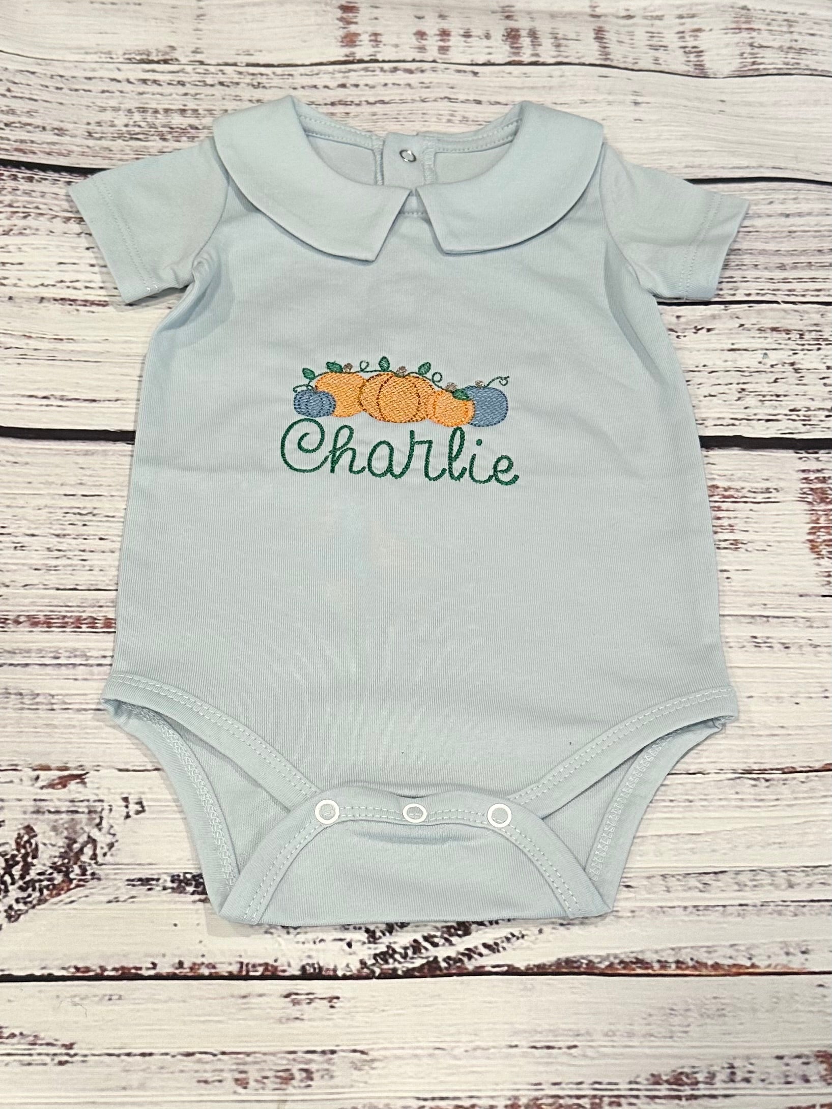 Boys pumpkin romper or onesie