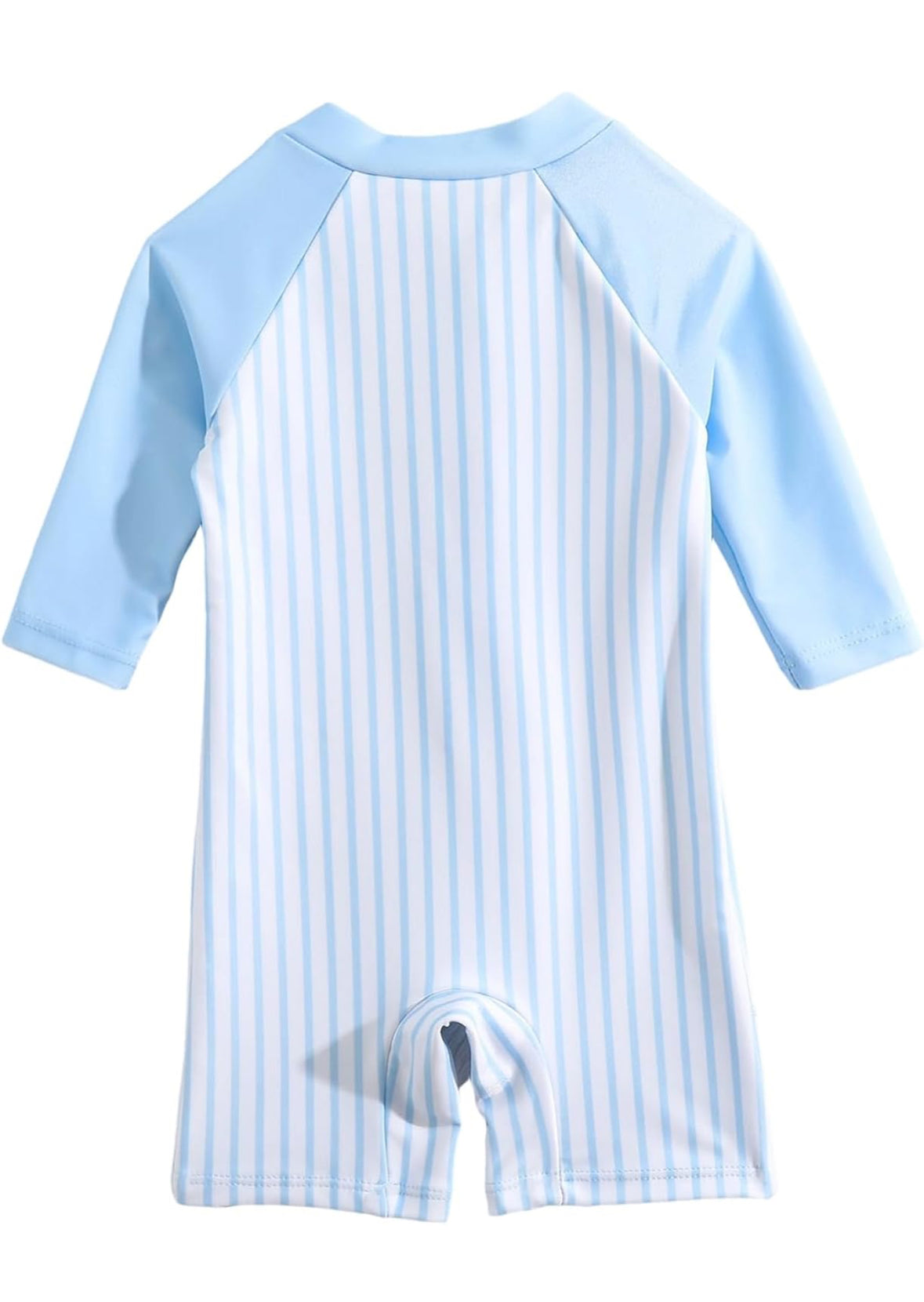 Baby boy swimsuit baby blue and white striped with a crab design