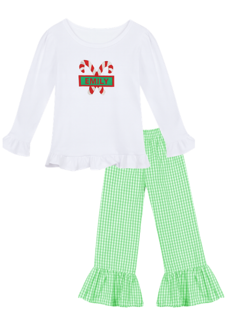 Candy cane girls shirt and pants set