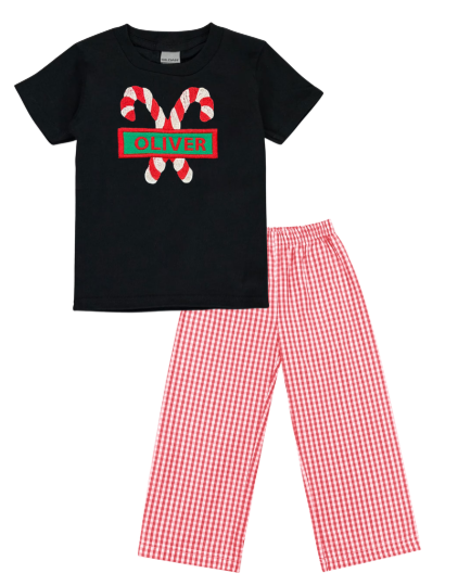 Candy cane boys shirt and pants set