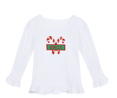 Candy cane girls shirt and pants set